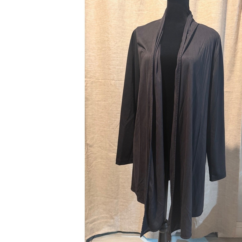 Liz Lange Womens XL Black Open Front Waterfall Cardigan Long Sleeve Lightweight